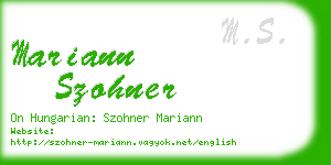 mariann szohner business card